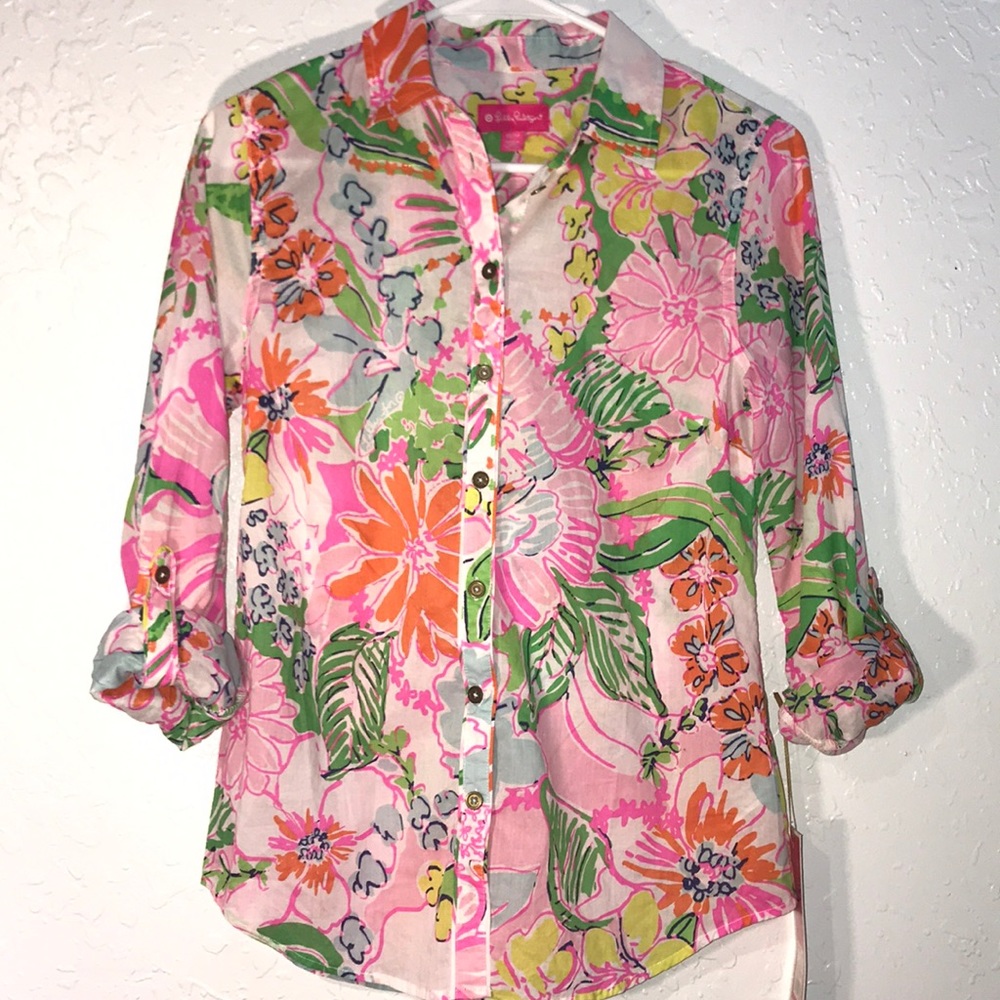 Nosey posie long sleeve button up Lilly for target